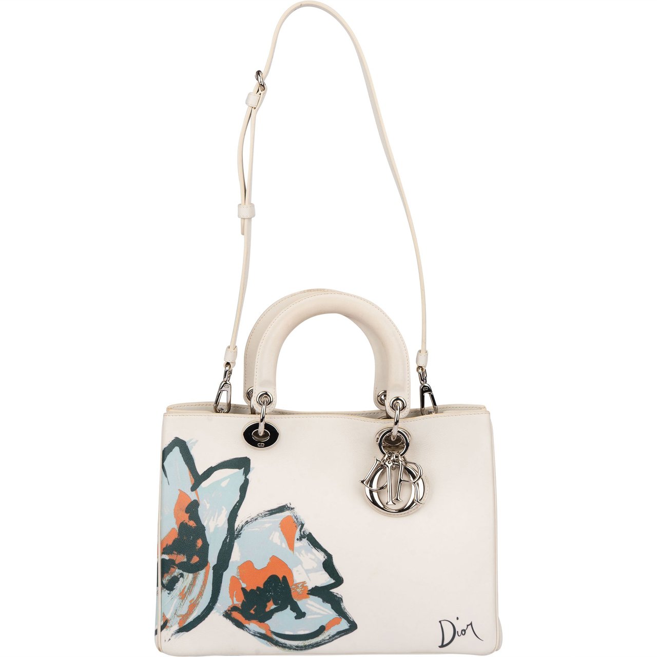 Dior Christian Dior White Leather Art Diorissimo Handbag Wit