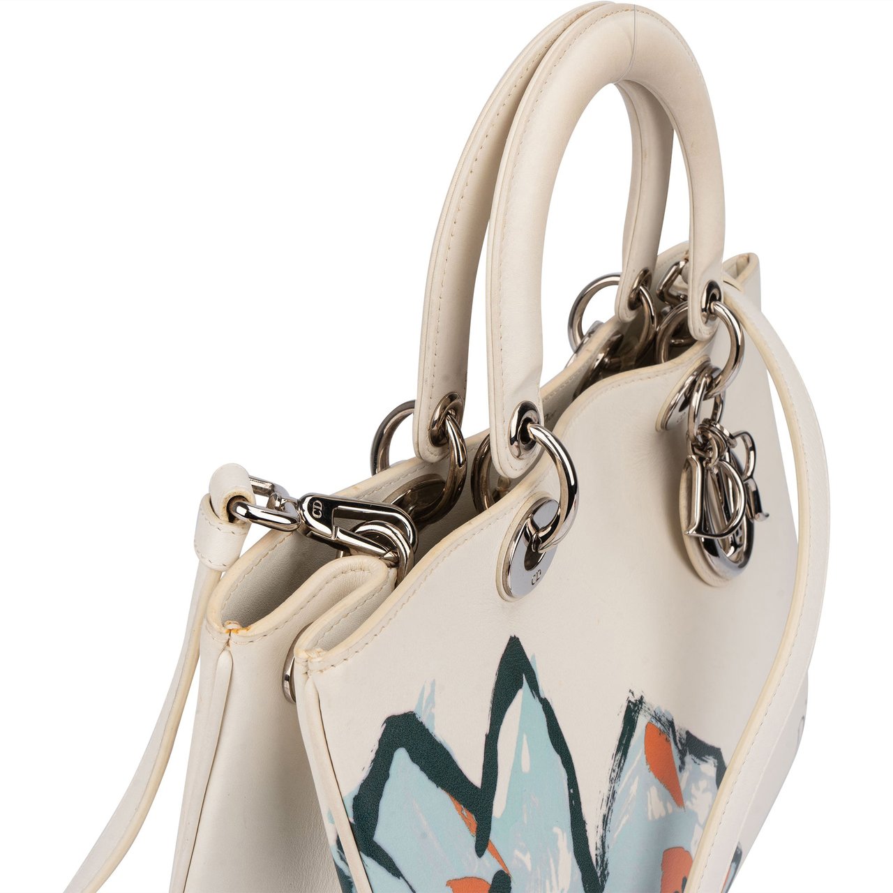 Dior Christian Dior White Leather Art Diorissimo Handbag Wit