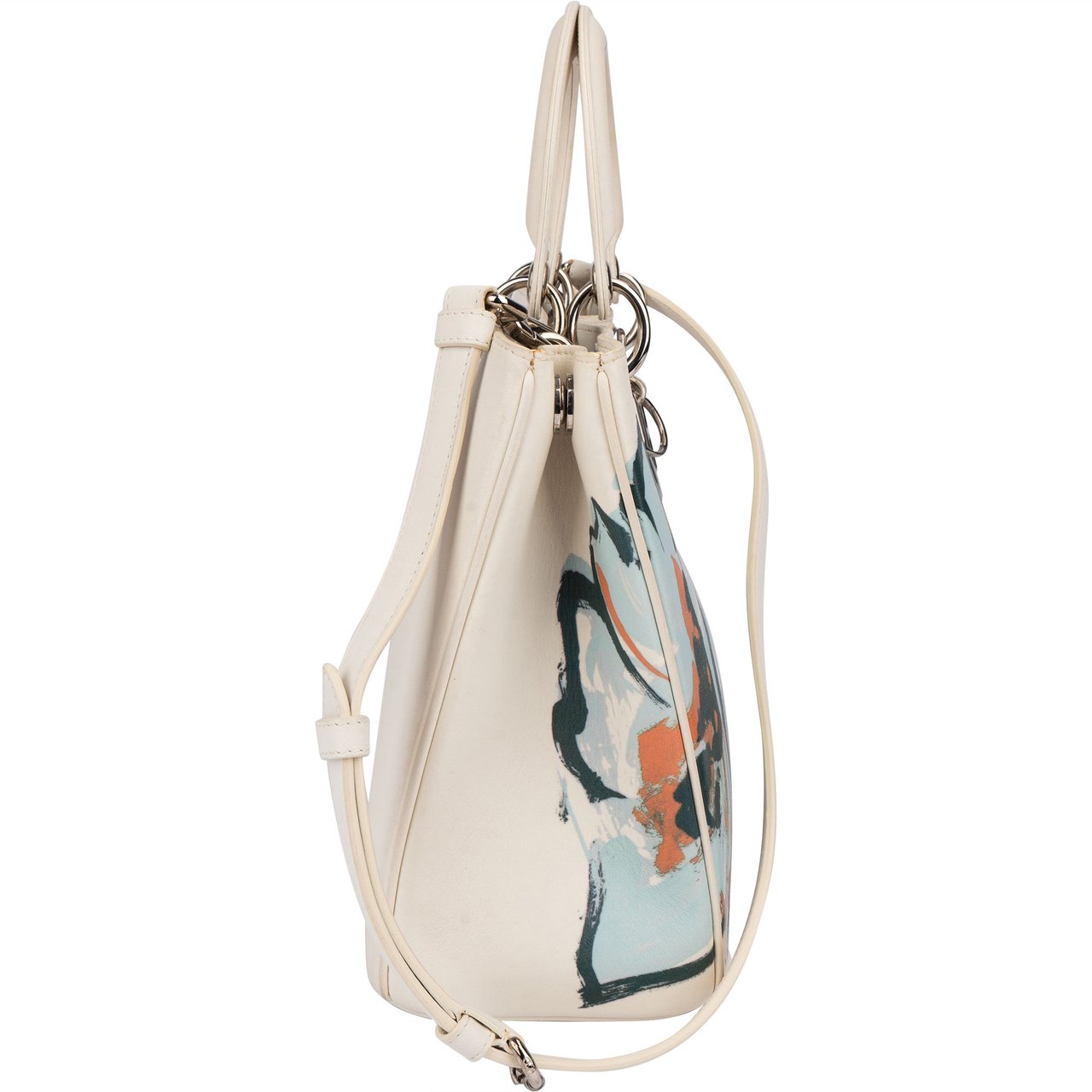 Dior Christian Dior White Leather Art Diorissimo Handbag Wit