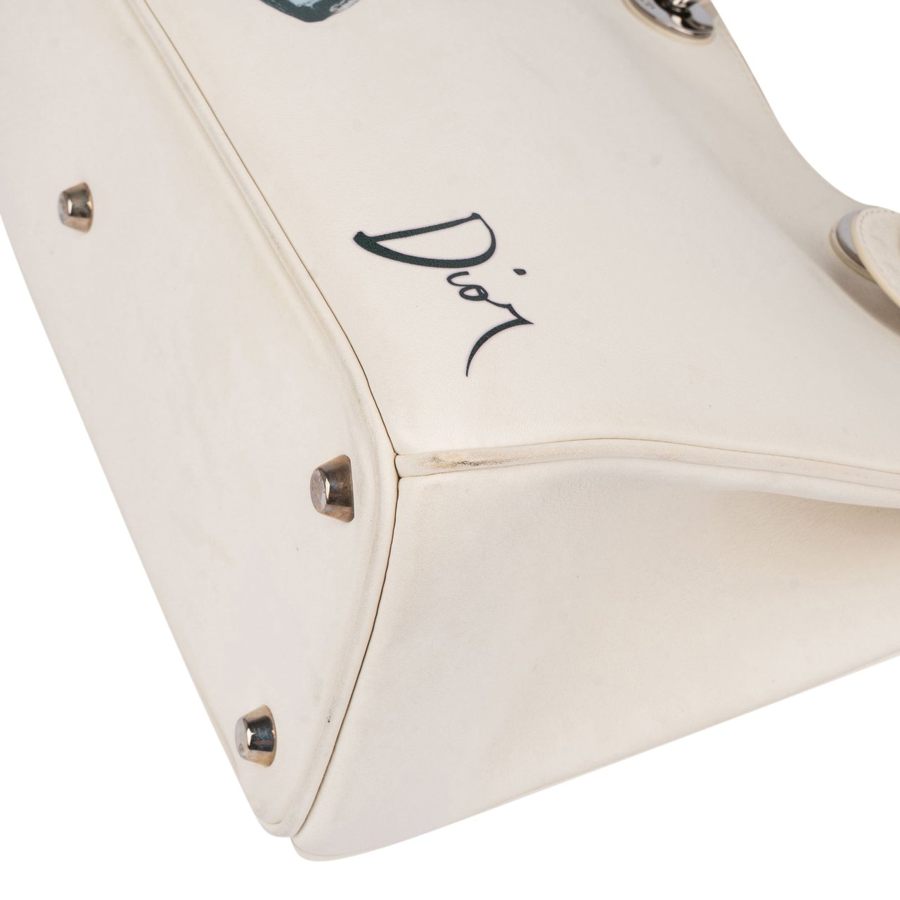 Dior Christian Dior White Leather Art Diorissimo Handbag Wit
