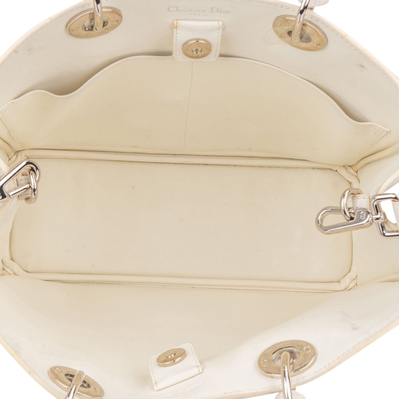 Dior Christian Dior White Leather Art Diorissimo Handbag Wit