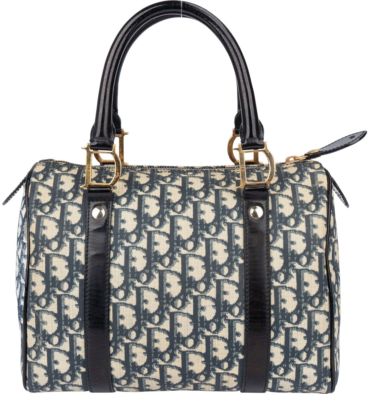 Dior Christian Dior Trotter Monogram Boston Handbag Blauw