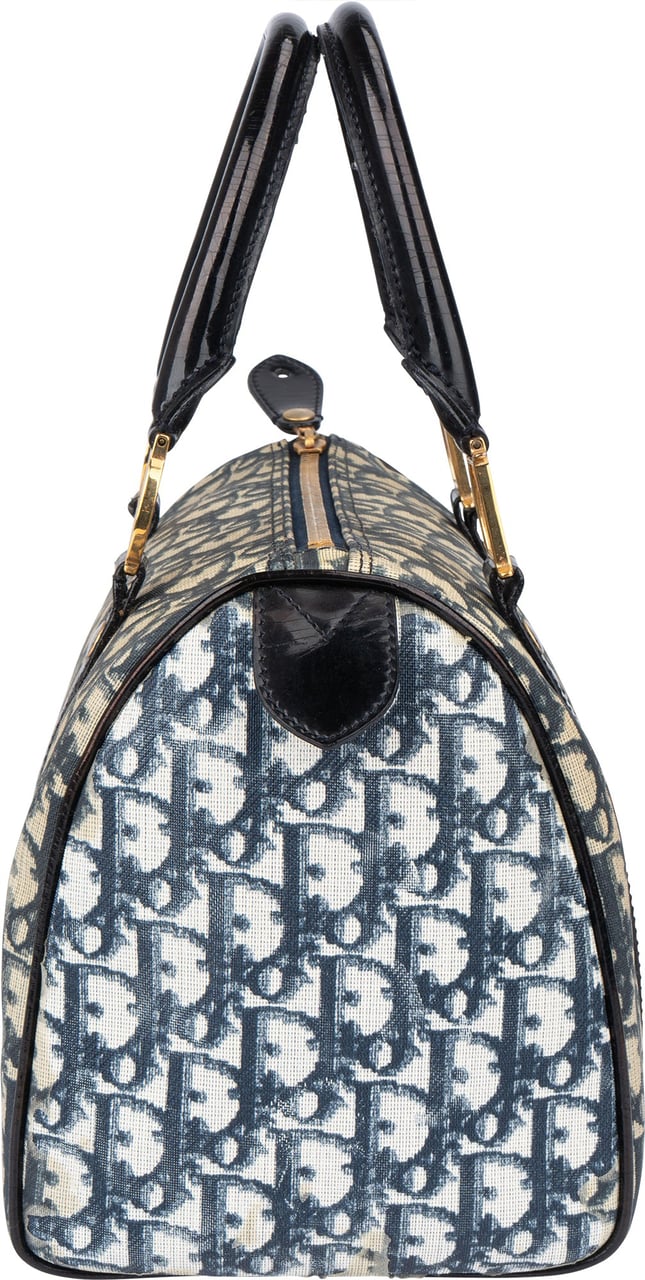 Dior Christian Dior Trotter Monogram Boston Handbag Blauw