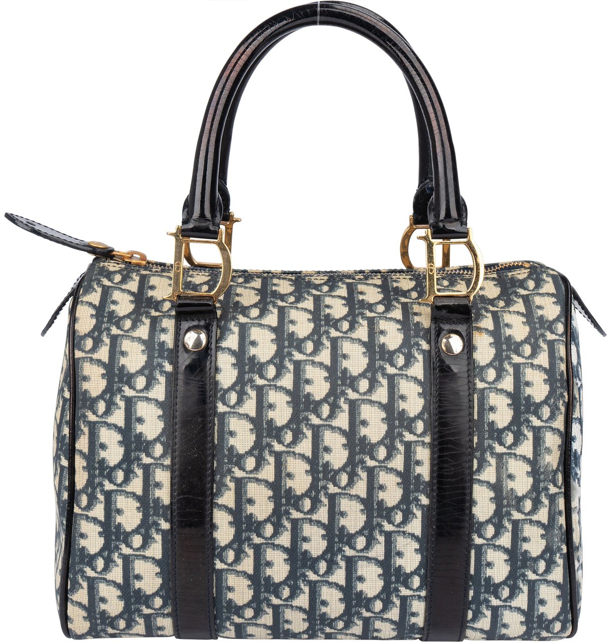 Dior Christian Dior Trotter Monogram Boston Handbag Blauw