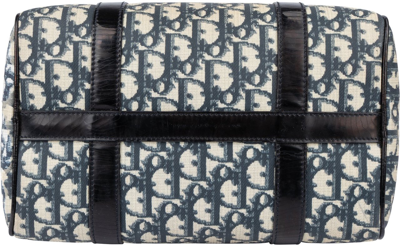 Dior Christian Dior Trotter Monogram Boston Handbag Blauw