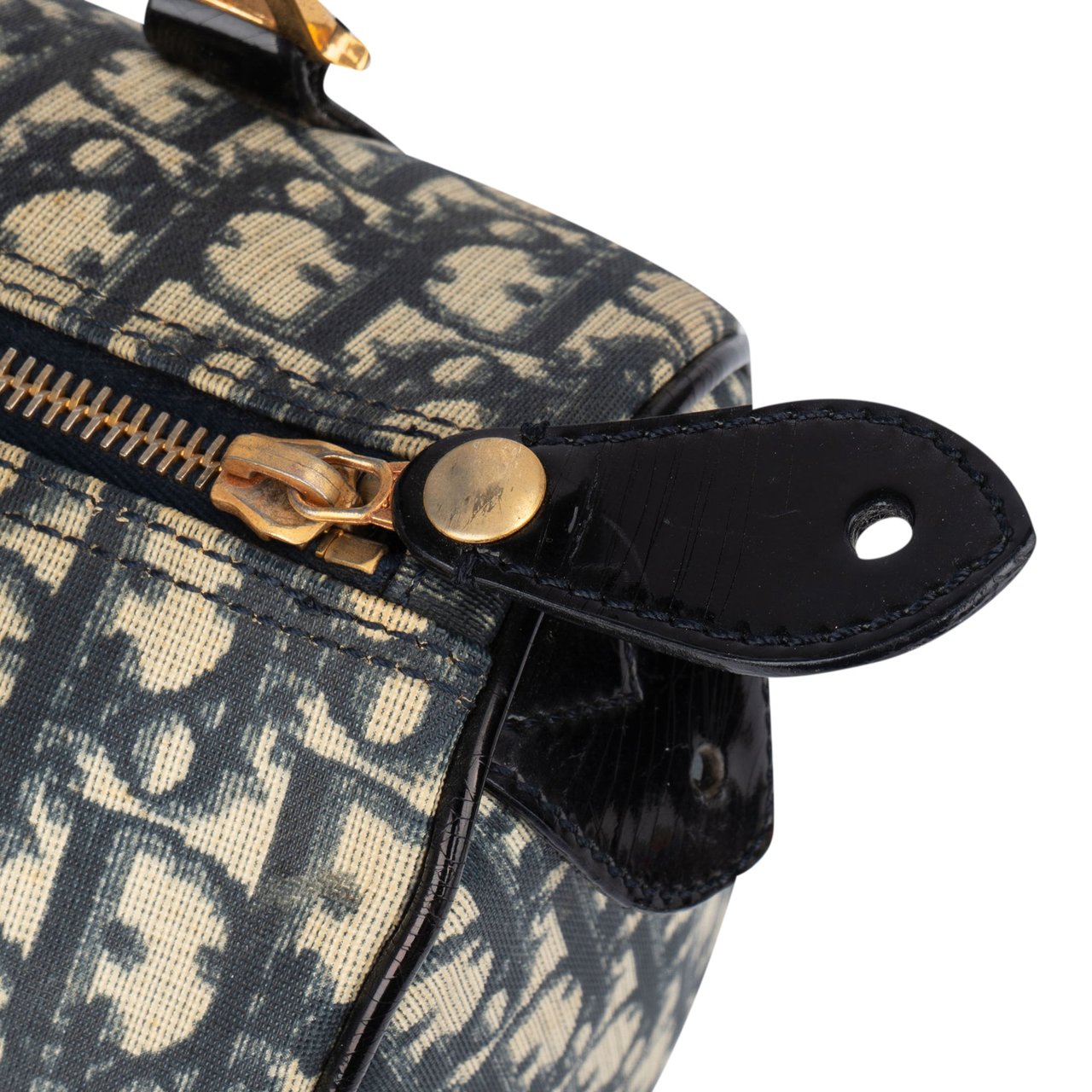 Dior Christian Dior Trotter Monogram Boston Handbag Blauw