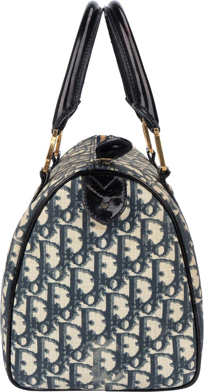 Dior Christian Dior Trotter Monogram Boston Handbag Blauw