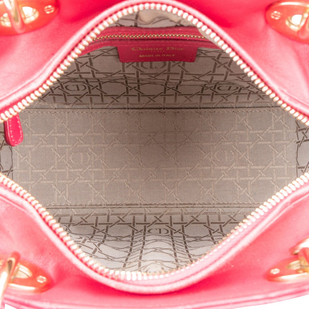 Dior Christian Dior Quilted Leather Lady Dior Handbag Rood