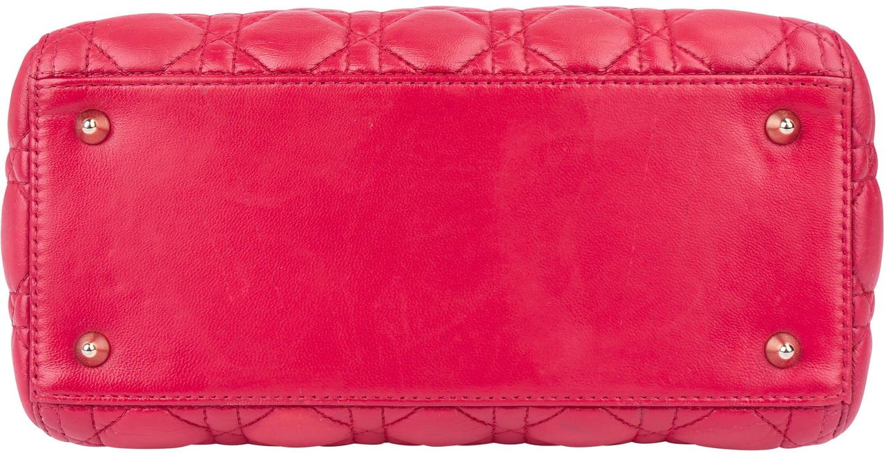 Dior Christian Dior Quilted Leather Lady Dior Handbag Rood