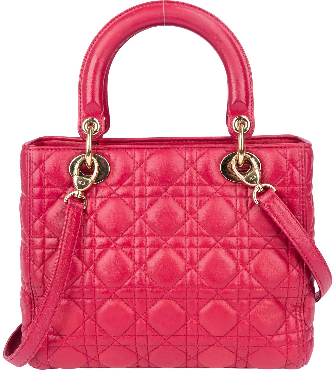 Dior Christian Dior Quilted Leather Lady Dior Handbag Rood