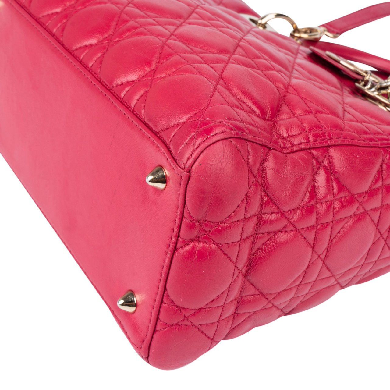 Dior Christian Dior Quilted Leather Lady Dior Handbag Rood