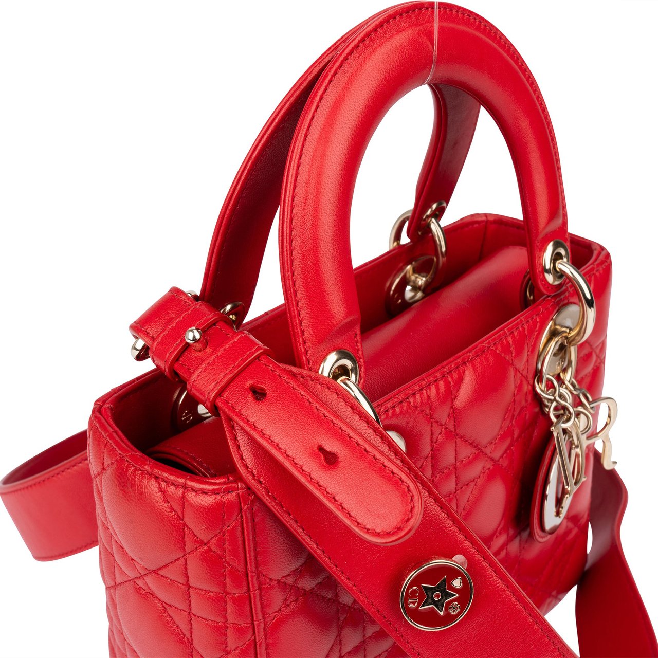 Dior Christian Dior Quilted Leather ABC Lady Dior Handbag Rood