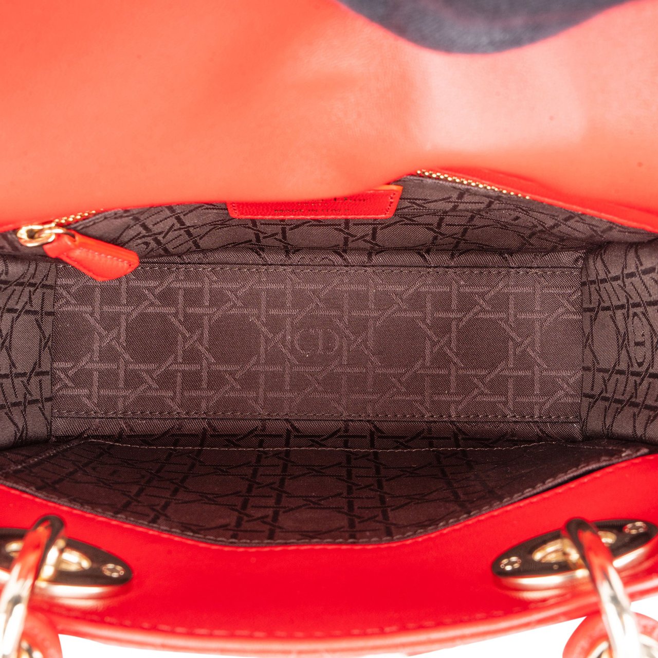 Dior Christian Dior Quilted Leather ABC Lady Dior Handbag Rood