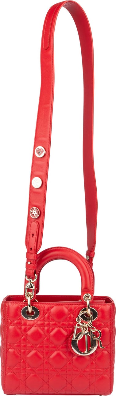 Dior Christian Dior Quilted Leather ABC Lady Dior Handbag Rood