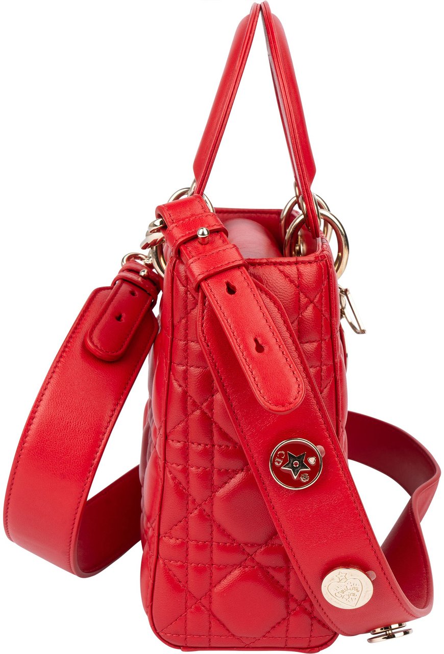 Dior Christian Dior Quilted Leather ABC Lady Dior Handbag Rood