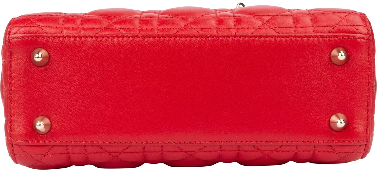 Dior Christian Dior Quilted Leather ABC Lady Dior Handbag Rood