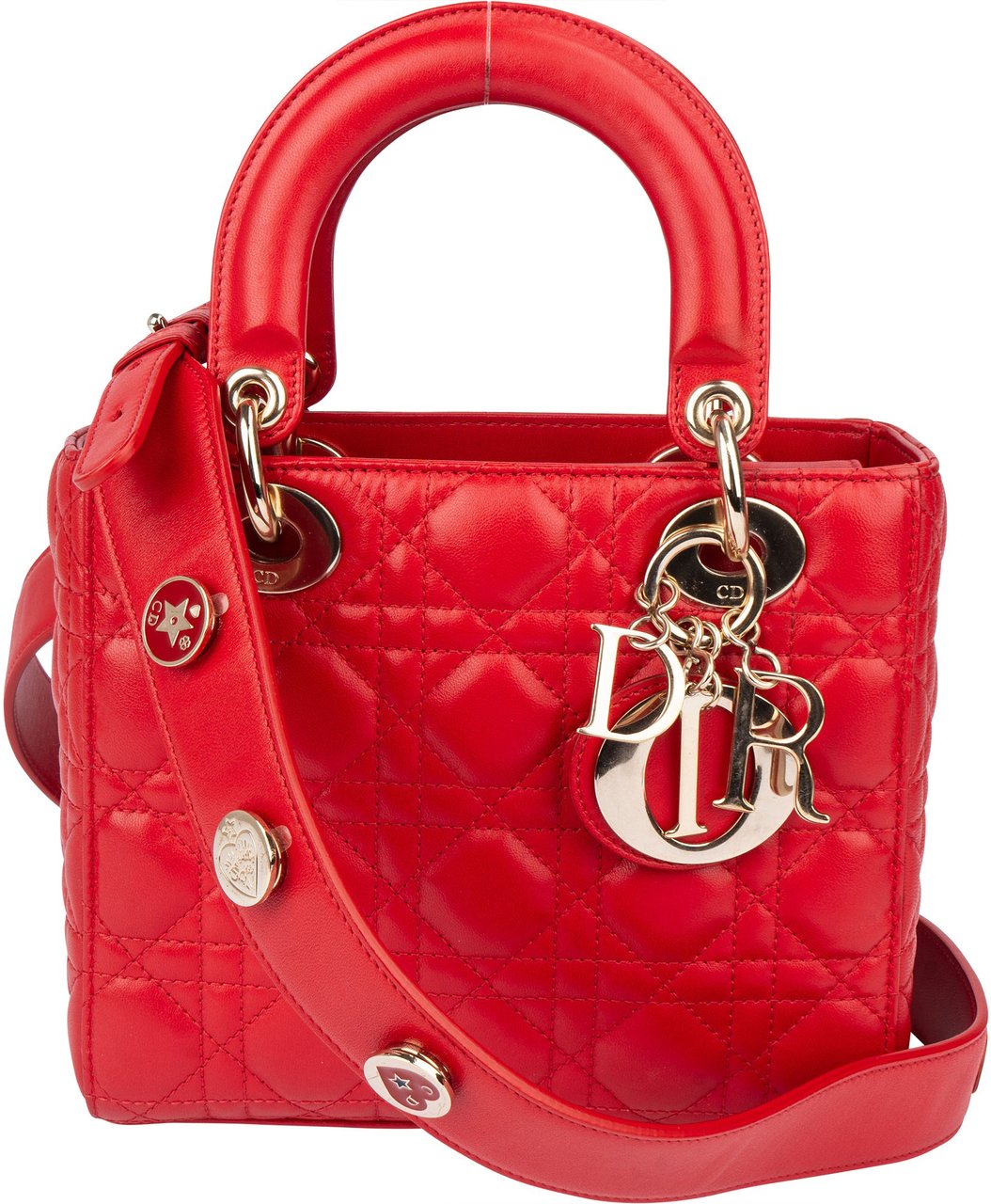 Dior Christian Dior Quilted Leather ABC Lady Dior Handbag Rood