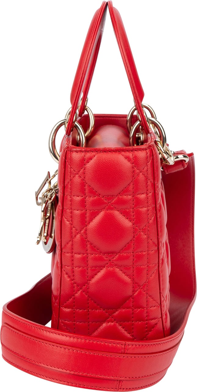Dior Christian Dior Quilted Leather ABC Lady Dior Handbag Rood