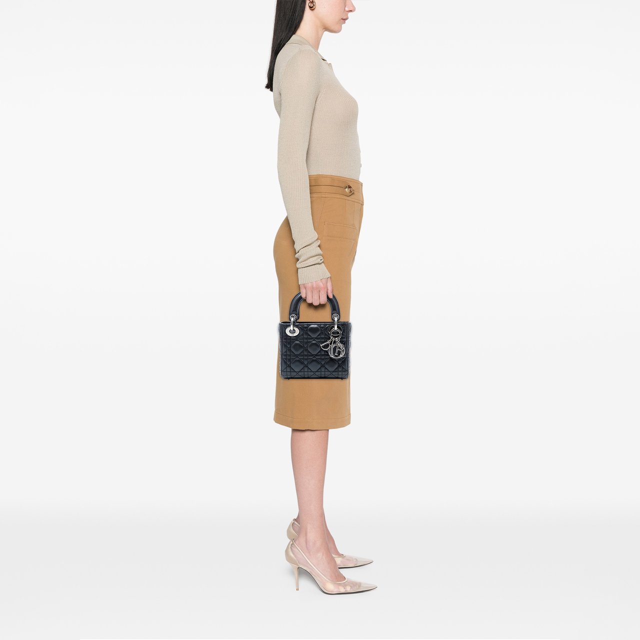 Dior Mini Iridescent Lambskin Cannage Lady Dior Zwart