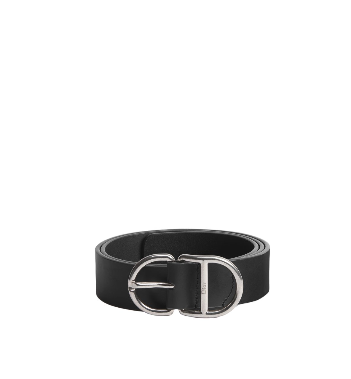 Dior Black Sangle Smooth Leather Strap Belt Zwart
