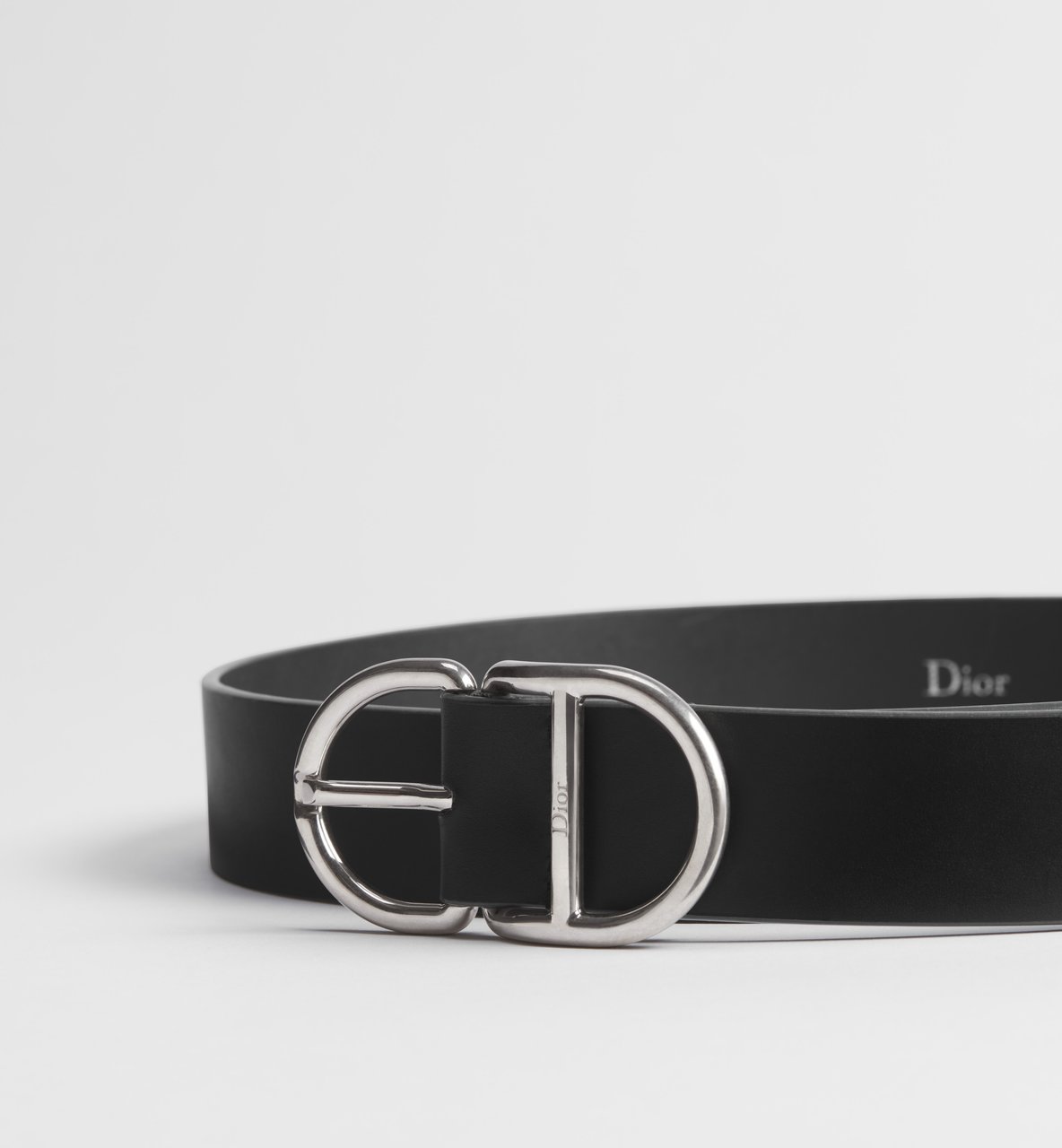 Dior Black Sangle Smooth Leather Strap Belt Zwart