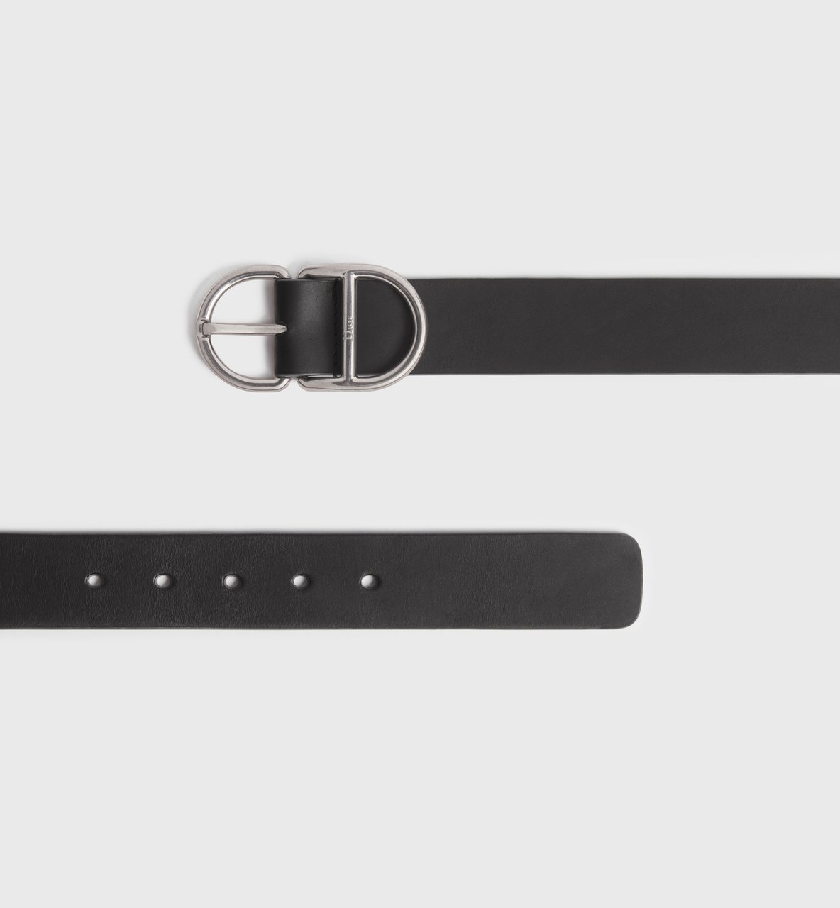 Dior Black Sangle Smooth Leather Strap Belt Zwart