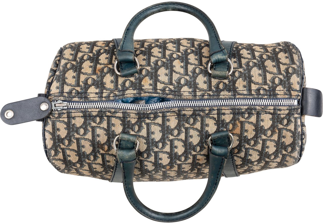 Dior Christian Dior Trotter Monogram Boston 30 Handbag Blauw