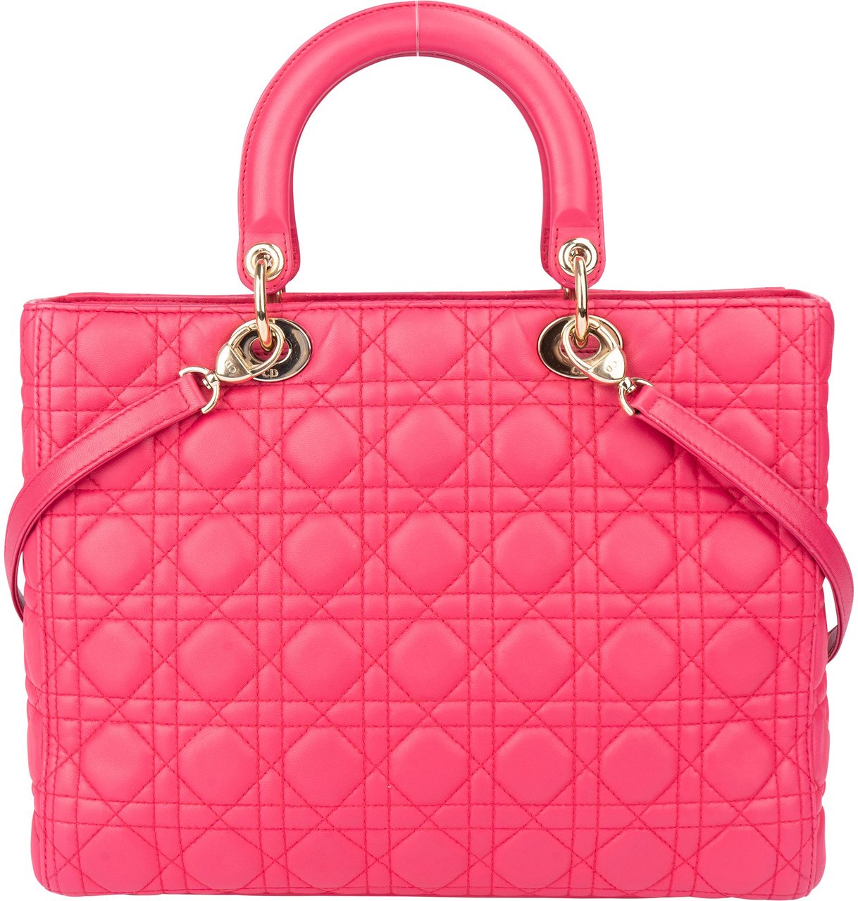 Dior Christian Dior Quilted Leather Lady Dior Handbag Rood