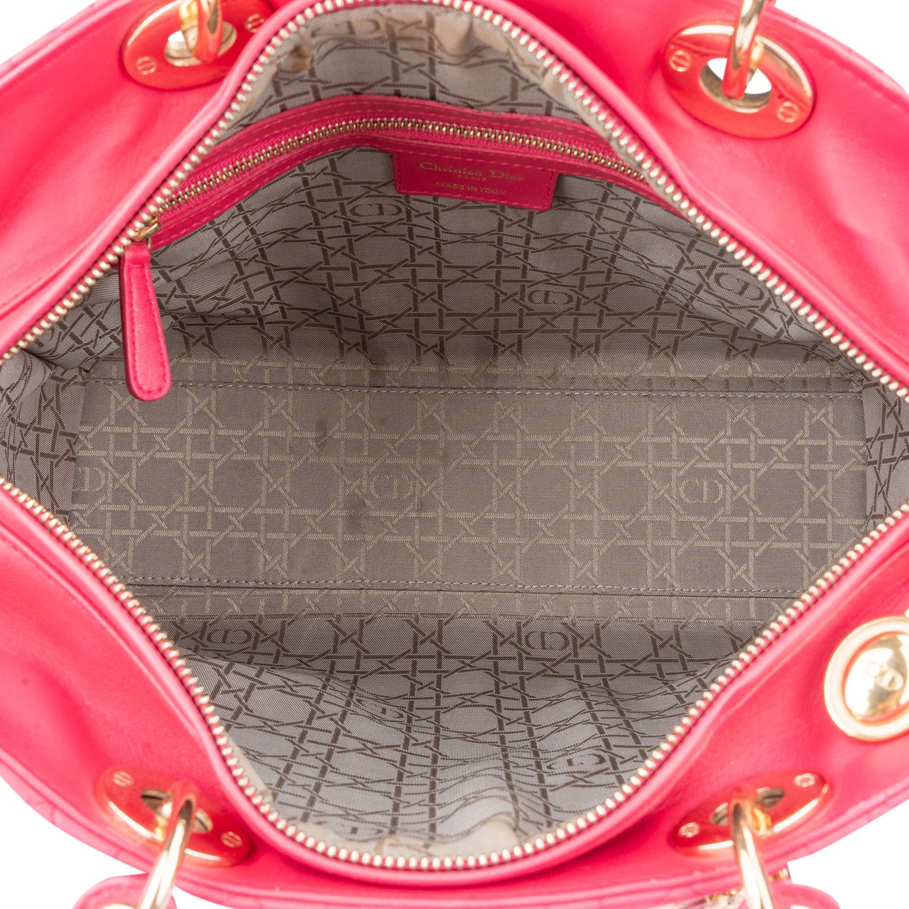 Dior Christian Dior Quilted Leather Lady Dior Handbag Rood
