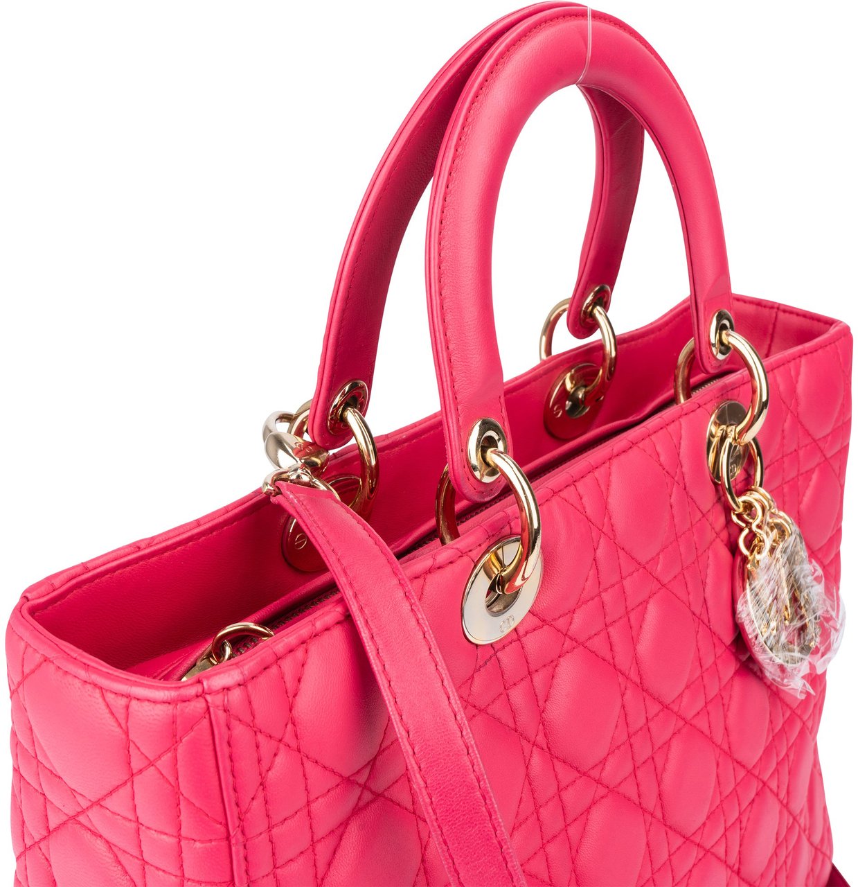 Dior Christian Dior Quilted Leather Lady Dior Handbag Rood