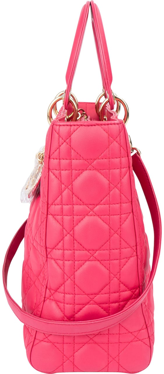 Dior Christian Dior Quilted Leather Lady Dior Handbag Rood