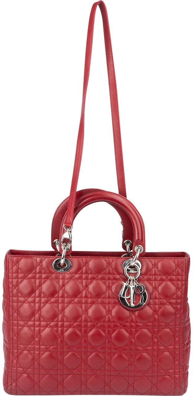 Dior Christian Dior Quilted Leather Lady Diana Handbag Rood