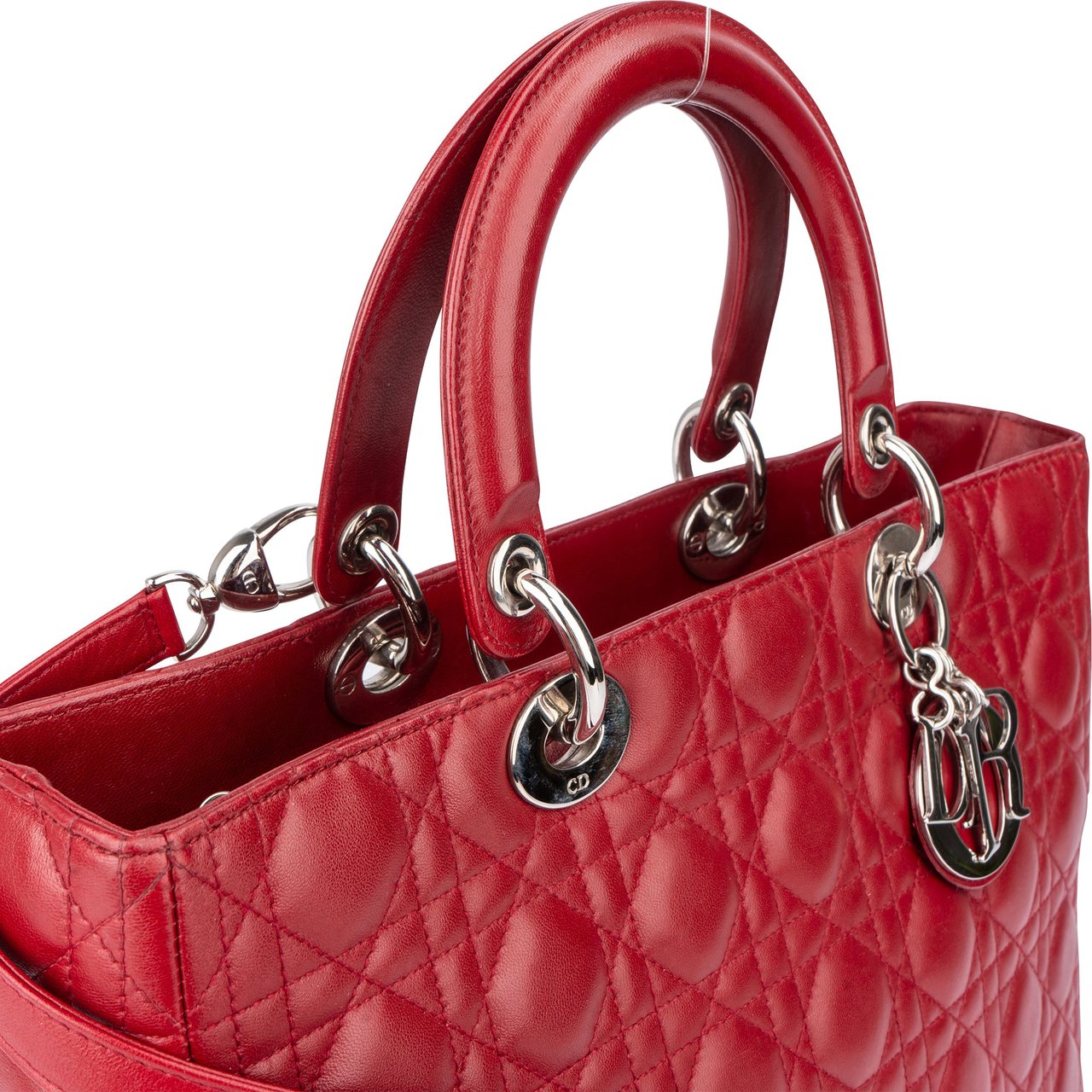 Dior Christian Dior Quilted Leather Lady Diana Handbag Rood