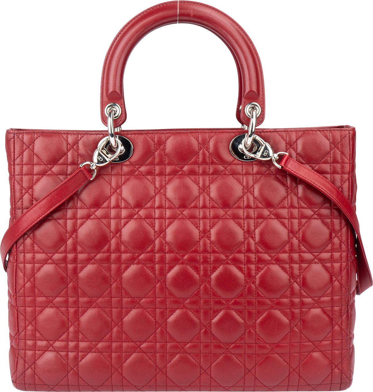 Dior Christian Dior Quilted Leather Lady Diana Handbag Rood