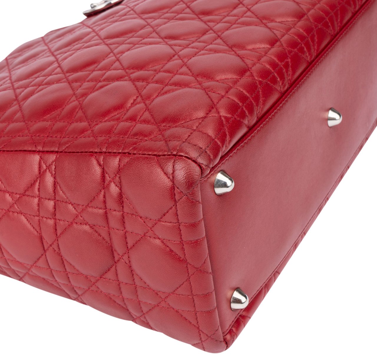 Dior Christian Dior Quilted Leather Lady Diana Handbag Rood