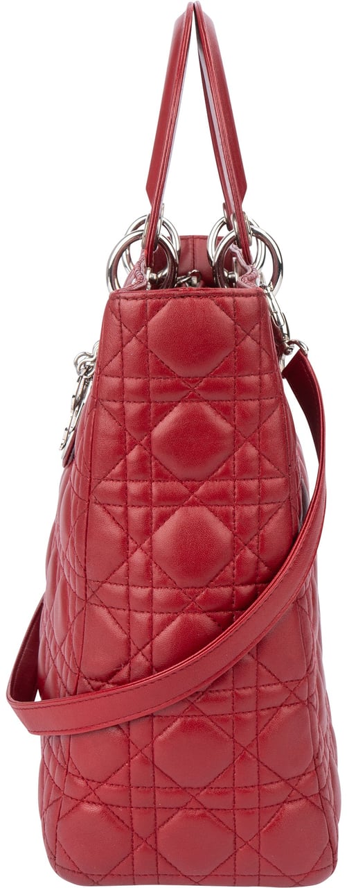 Dior Christian Dior Quilted Leather Lady Diana Handbag Rood