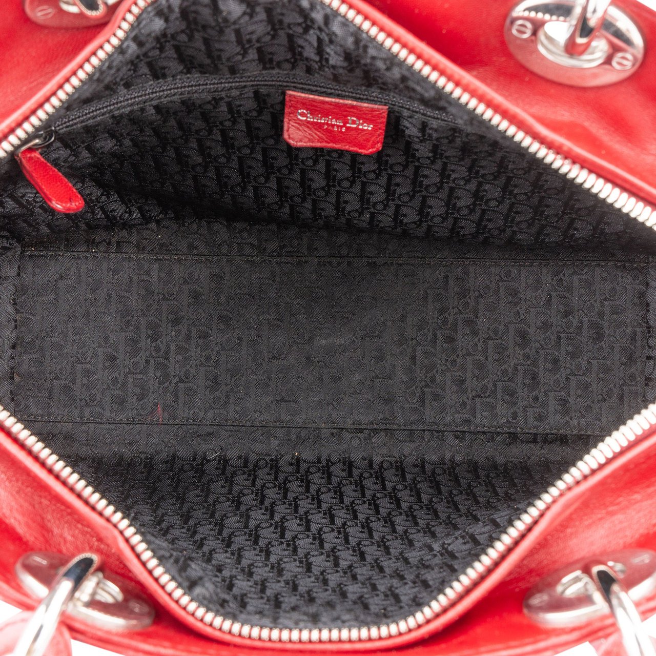 Dior Christian Dior Quilted Leather Lady Diana Handbag Rood