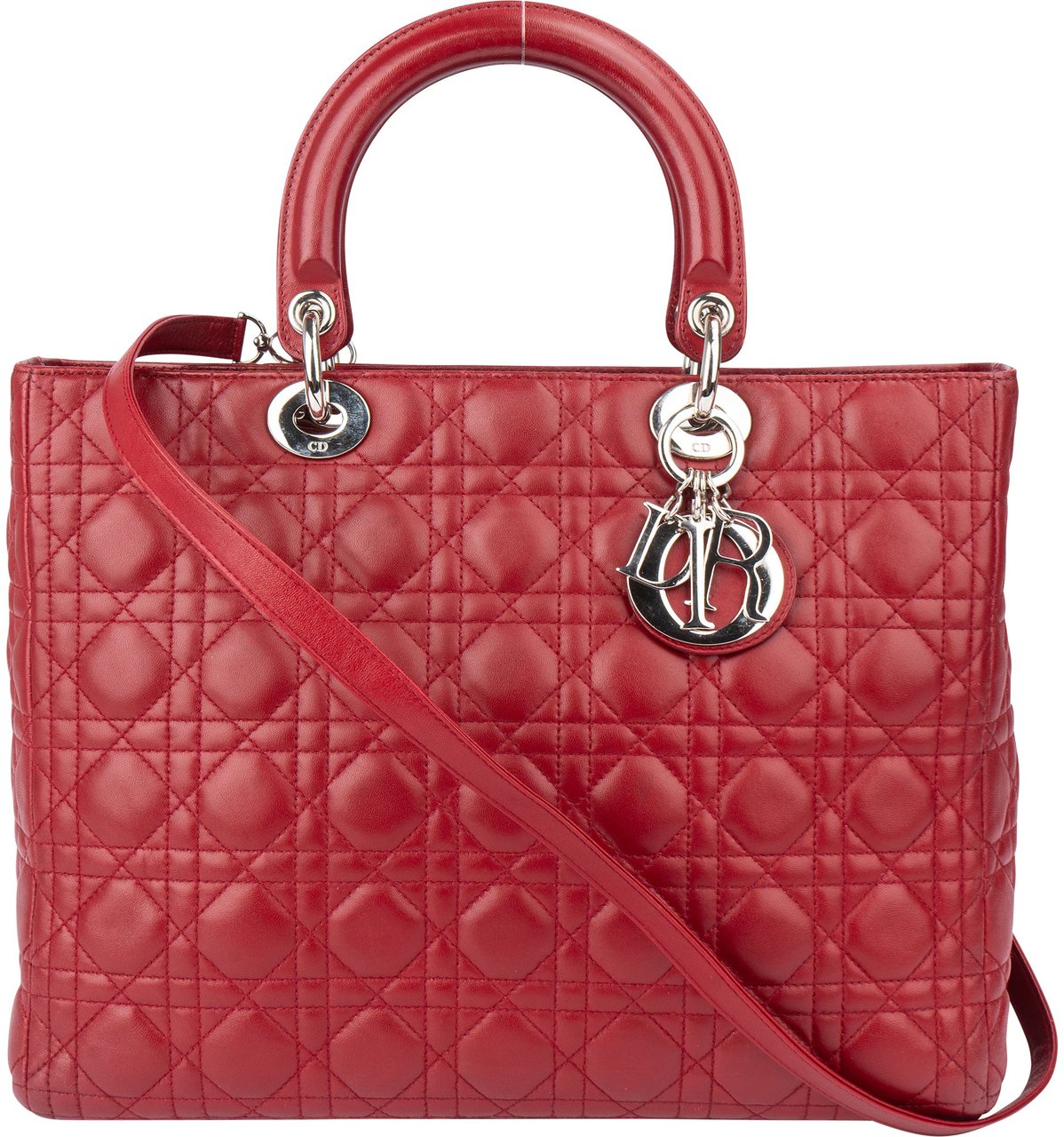Dior Christian Dior Quilted Leather Lady Diana Handbag Rood