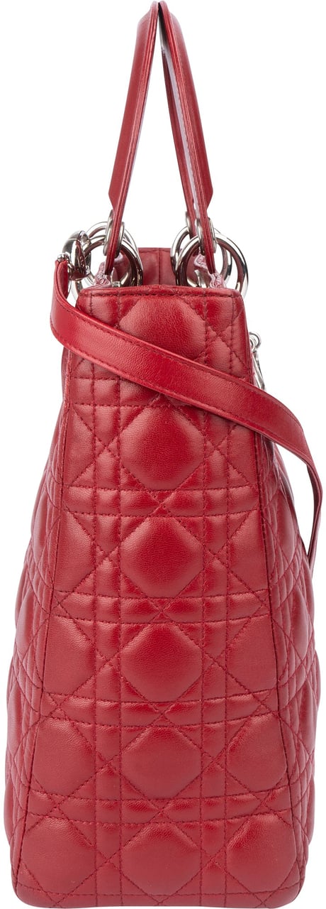 Dior Christian Dior Quilted Leather Lady Diana Handbag Rood