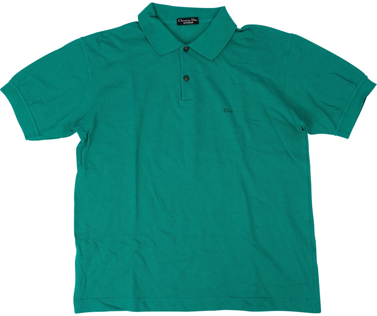 Dior Christian Dior Green Monsieur Cotton Polo Shirt (L) Groen