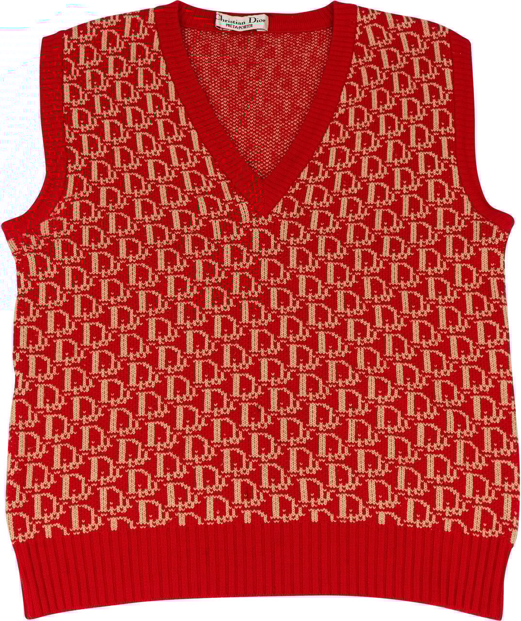 Dior Christian Dior Galliano Trotter Monogram Sweater Vest (Women L) Rood