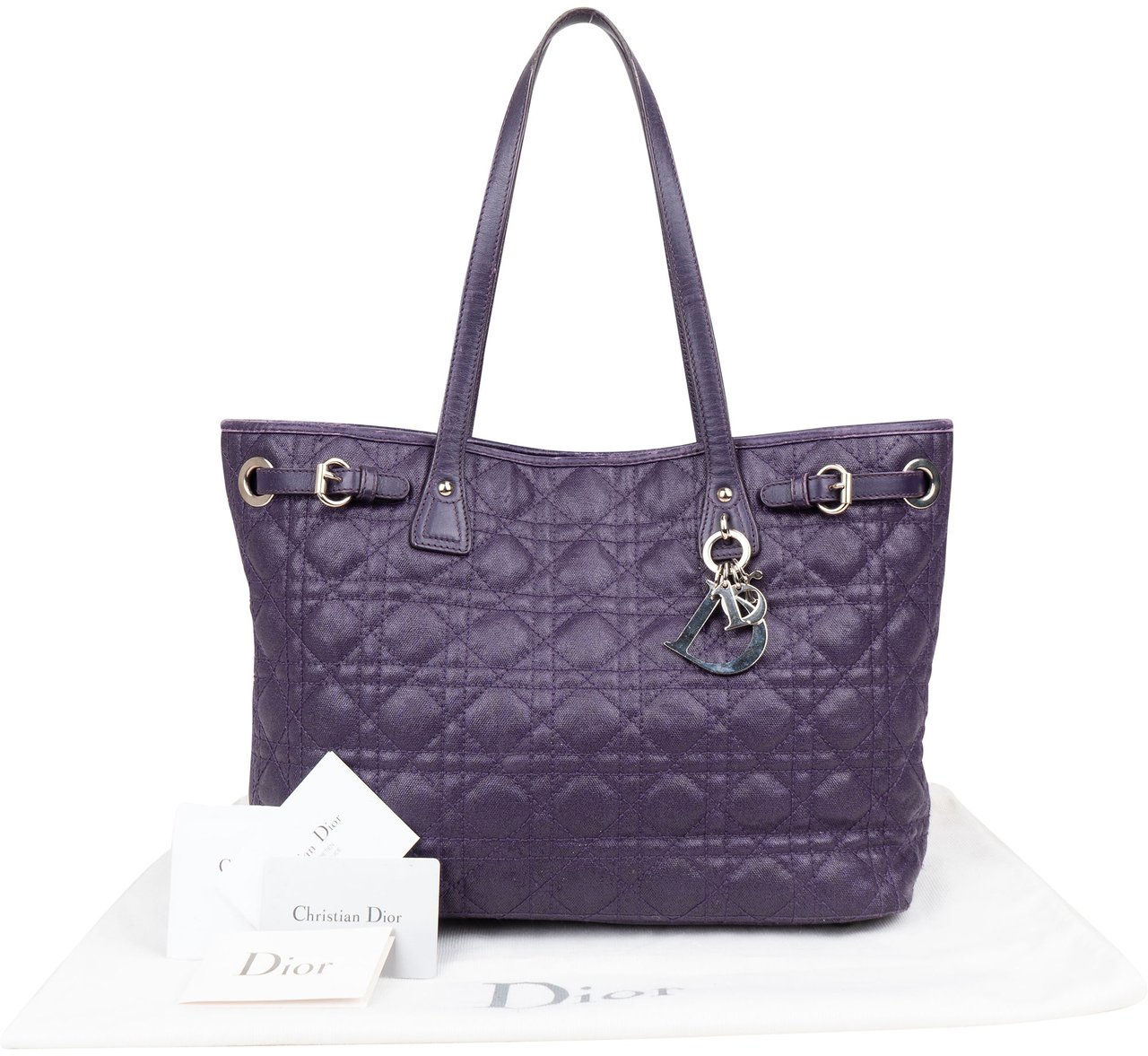 Dior Christian Dior Quilted Coated Lady Dior Shopper Handbag Paars