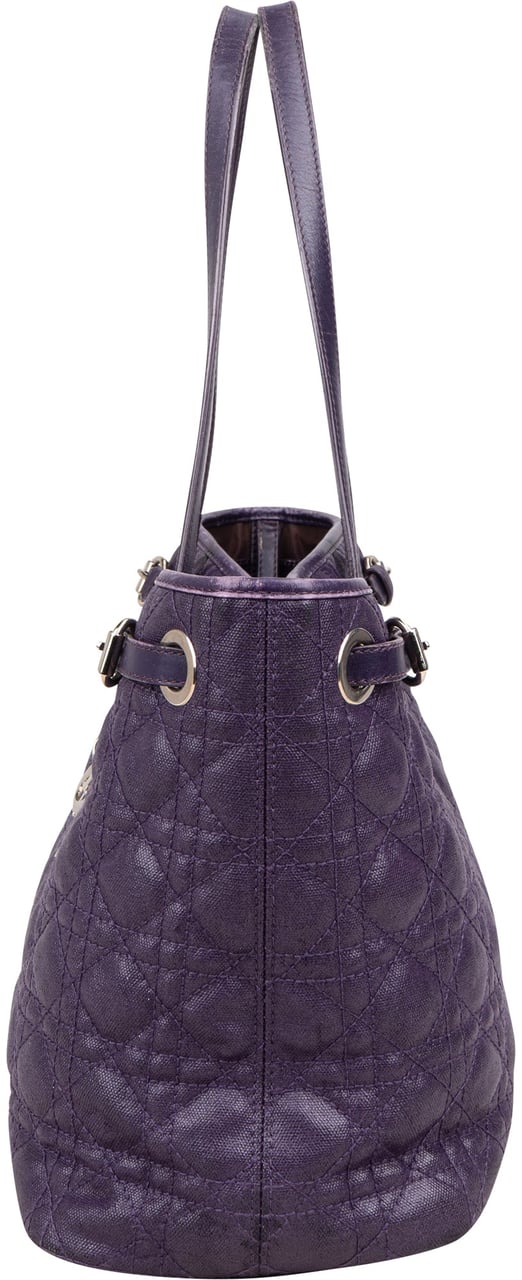 Dior Christian Dior Quilted Coated Lady Dior Shopper Handbag Paars