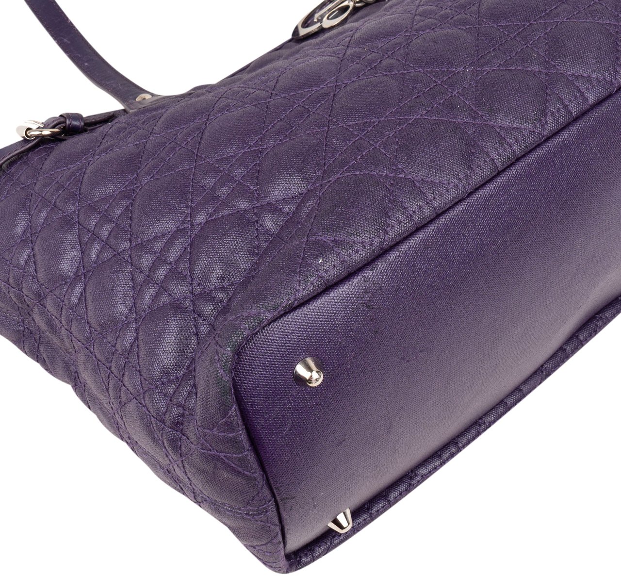 Dior Christian Dior Quilted Coated Lady Dior Shopper Handbag Paars