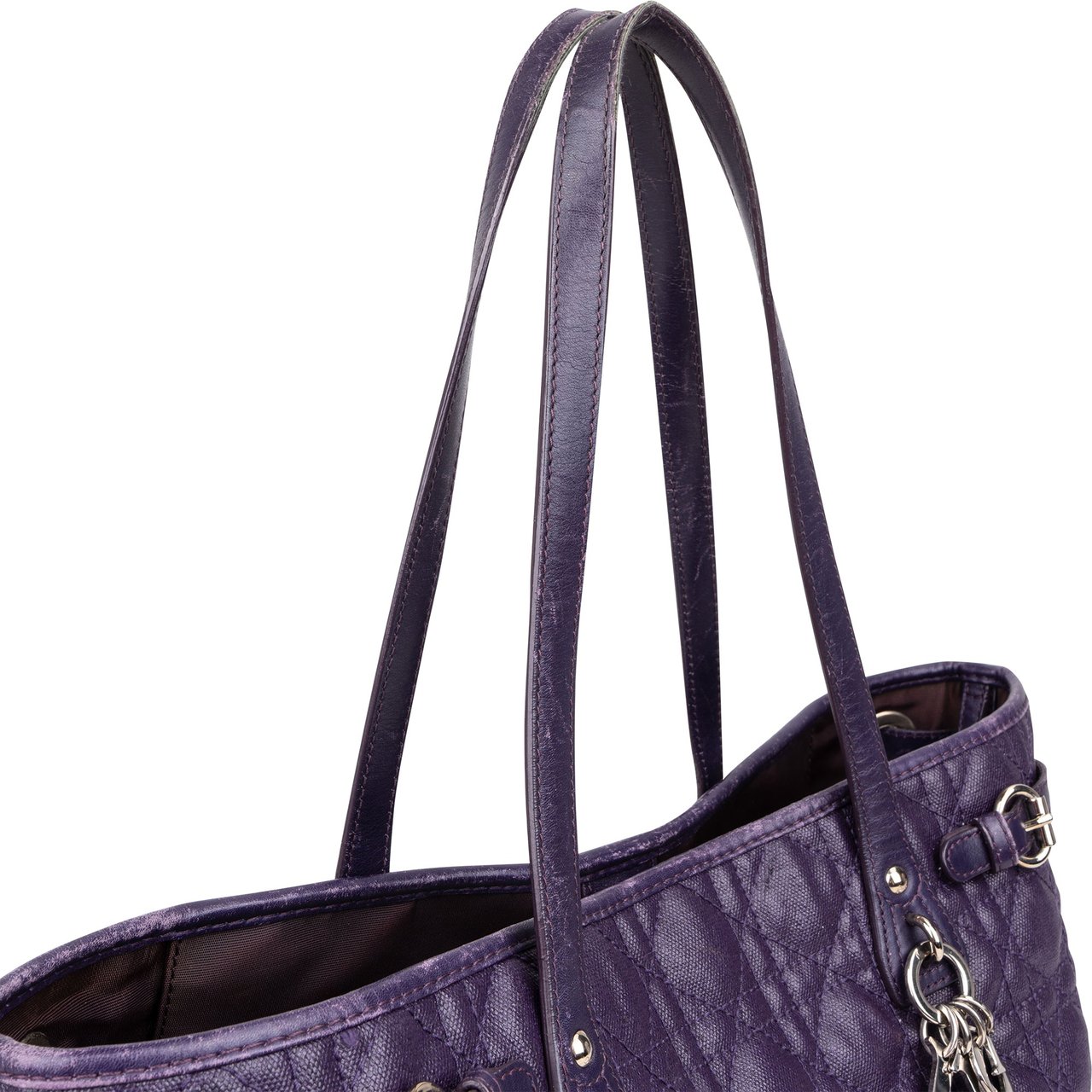 Dior Christian Dior Quilted Coated Lady Dior Shopper Handbag Paars