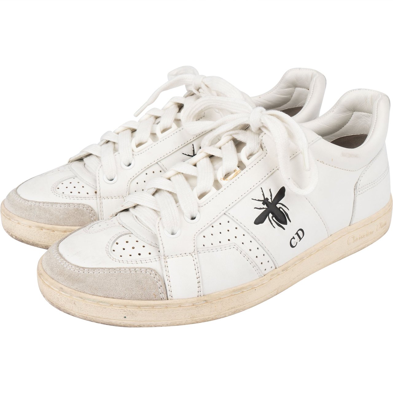 Dior Christian Dior White Leather Bee Sneaker (35) Wit