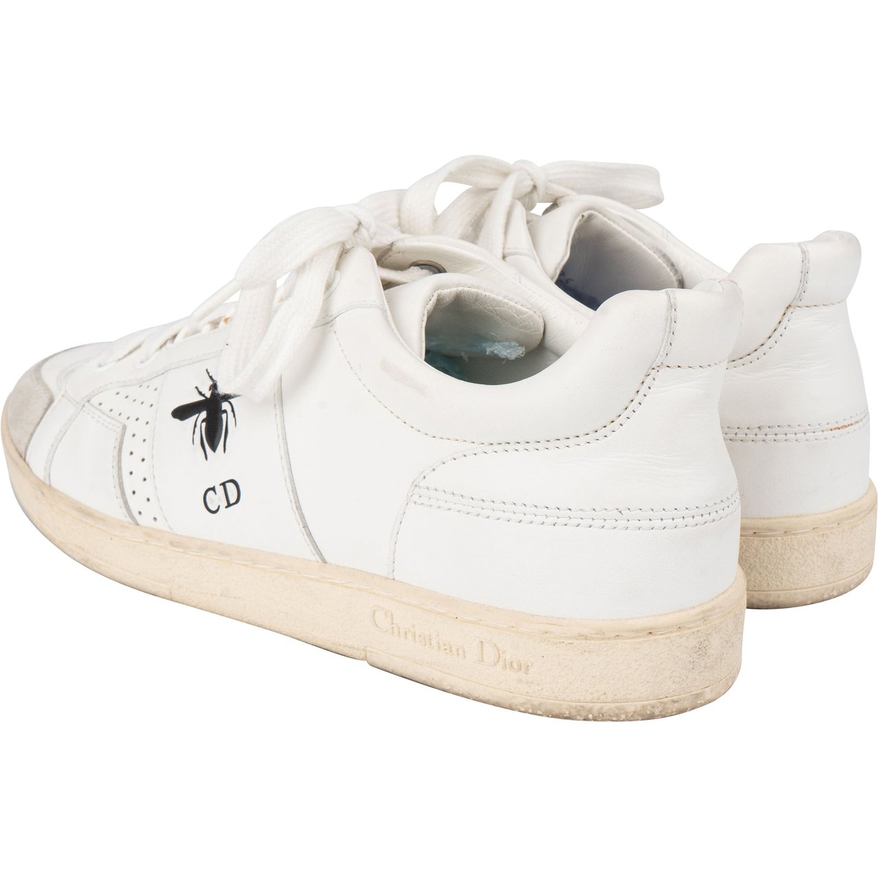 Dior Christian Dior White Leather Bee Sneaker (35) Wit
