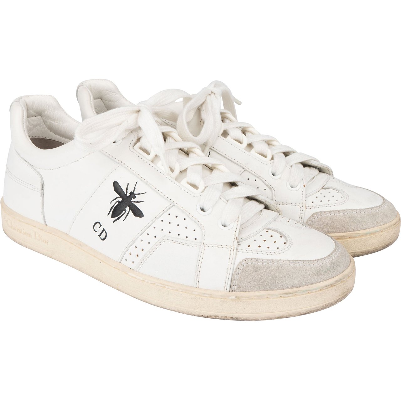 Dior Christian Dior White Leather Bee Sneaker (35) Wit