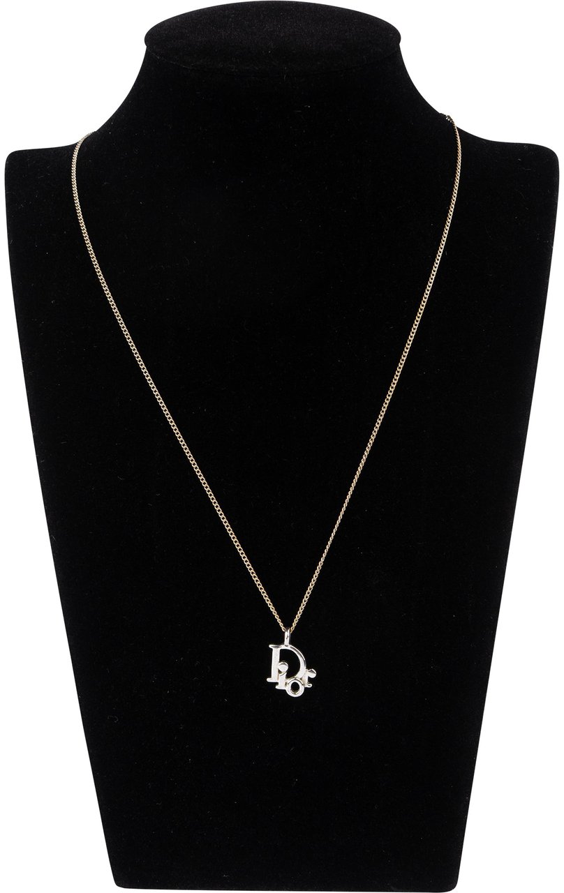 Dior Christian Dior Silver Tone Necklace Zilver