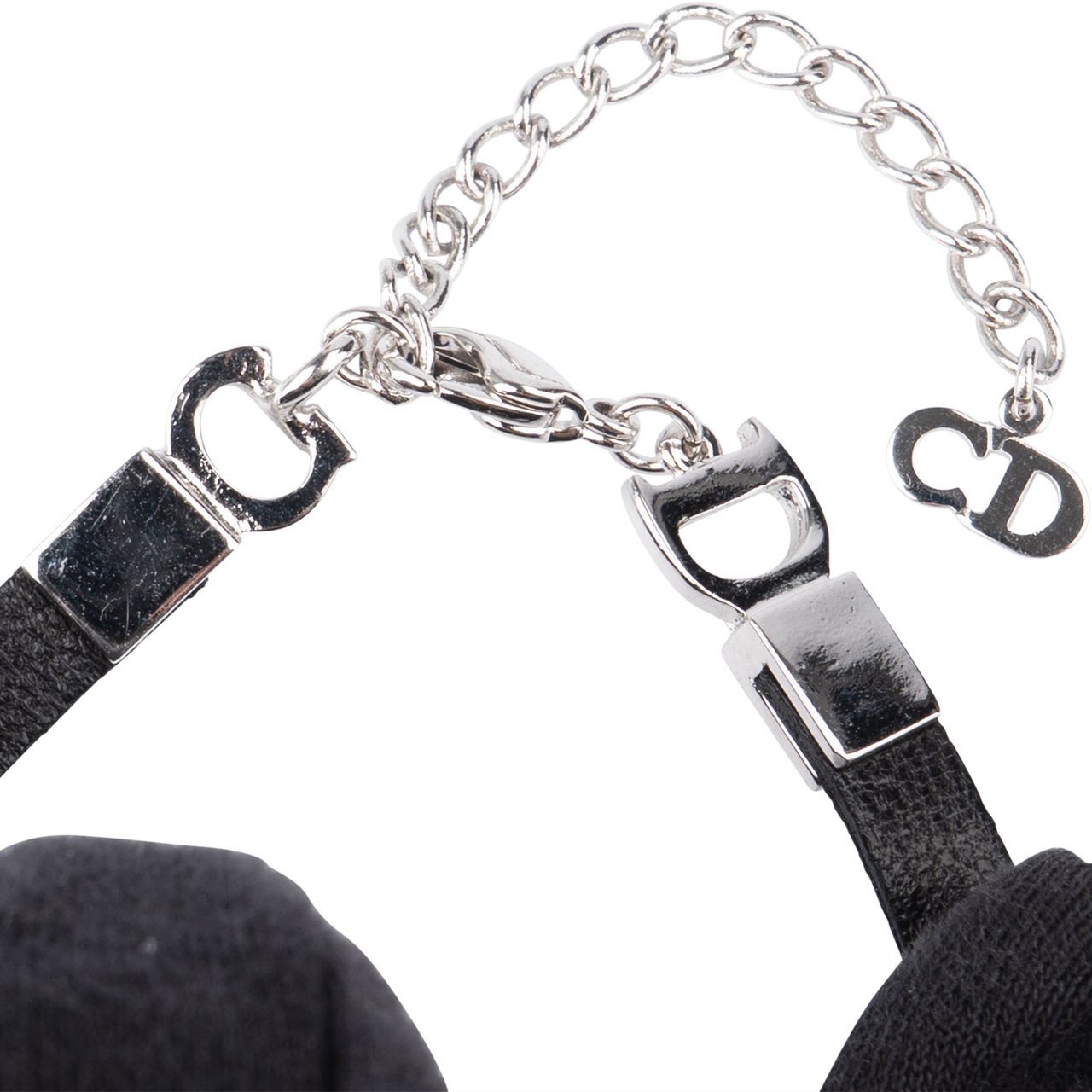 Dior Christian Dior Spellout Leather Bracelet Zwart